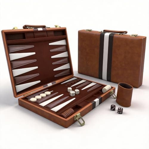 Image of Wxeadu Backgammon Set, 11 Inch 2 Players Travel Backgammon Set,Portable Backgammon Sets Luxury, Back Gammon Board Game with Premium Leather Case, Backgammon Board for Adults Children