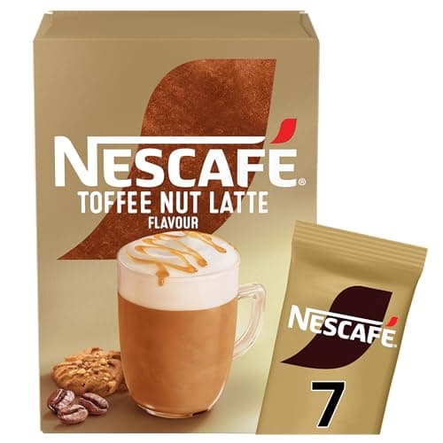 Image of NESCAFÉ Toffee Nut Latte Instant Coffee 7 Sachets, 100percent Responsibly Sourced Coffee Pack of 1