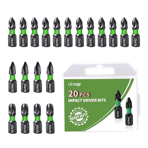 Image of Litorange 20Pcs 25 mm PZ2 PZ3 PH2 Impact Driver Bits, S2 Steel Screwdriver Bit Set
