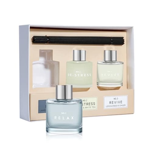 Image of DIUFJAG 3 Pack Fragrance Reed Diffuser, 50ML Patchouli Jasmine Lemongrass Aromatherapy Diffuser Set with 12 Black Fiber Sticks,Air Freshener for Bedroom Bathroom Office