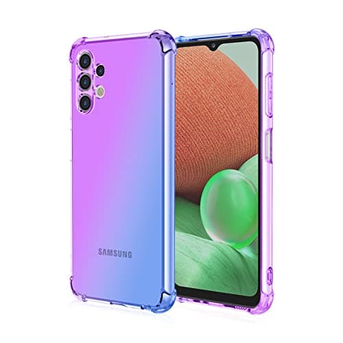 Image of Draamvol for Samsung Galaxy A13 Phone Case, Ultra Slim Soft TPU Shockproof Clear Two Color Gradient Air-cushioned Protection Non-Yellowing Phone Cover, Purple & Blue