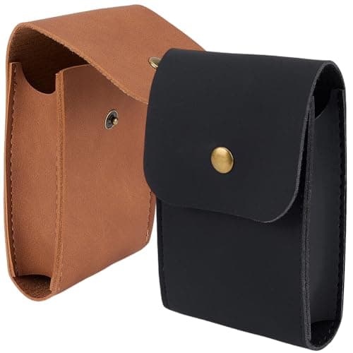 Image of CALFOVERA 2 Colors Single Deck PU Leather Playing Card Holder Protector with Snap Button 2PCS Leather Playing Card Case Box Pouch Multipurpose Compatible Wallet for Bridge Board Games(Black;Brown)