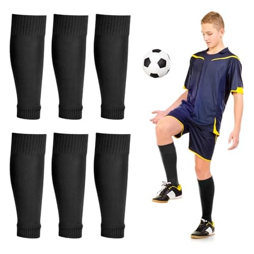 Image of Peaken Football Sock Sleeve, 3 Pair Team Leg Sock Black Sock Sleeve Football for Football Running or Training Beginner (Kids, Black)