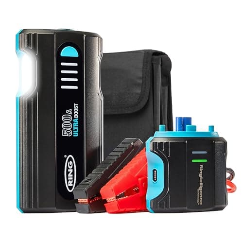 Image of RING ULTRABOOST 500A Car Battery Jump Starter Power Pack - Safely Starts Up to 3 Litre Petrol and 1.5 Litre Diesel Engines - Battery Booster with Jump Leads, Portable USB Powerbank and LED Torch