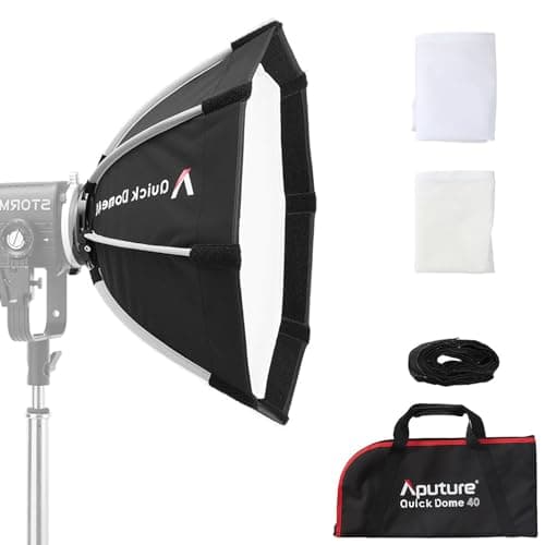 Image of Aputure Quick Dome 40 ProLock Softbox - 40cm (16in) Circular Octagonal Quick Release Softbox with 8-Rod System, Includes 1/2-Stop Diffusion & 40° Grid, Designed for Aputure STORM 80c