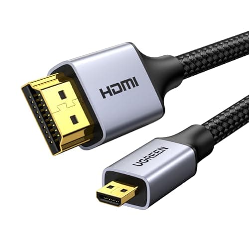Image of UGREEN Micro HDMI to HDMI Cable 4K 1440P@144Hz Standard Micro HDMI Type D Adapter ARC HDR UHD Lead Compatible for Raspberry Pi 5 4 500 Plus,Hero 7 6 Camera,DSLR,Laptop,PS4,PS5,TV,Portable Monitorr(1M)