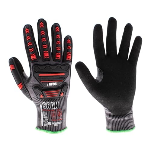 Image of Scan Impact Cut Resistant Level D Gloves, Nitrile Palm, Enhanced Grip, Conforms to EN 407 and EN 388, Size L