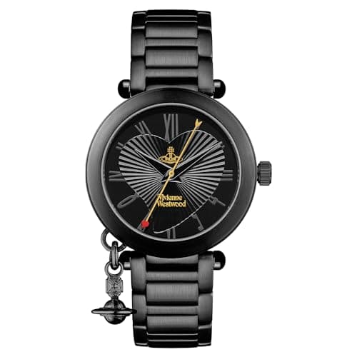 Image of Vivienne Westwood Orb Women's Quartz Watch with Black Dial Analogue Display and Black Stainless Steel Bracelet VV006BK
