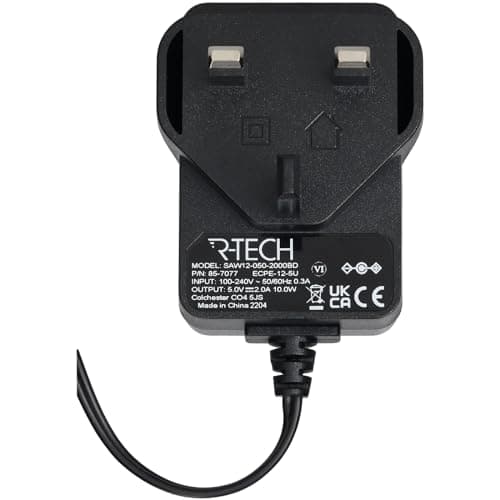 Image of R-TECH 857077 AC/DC Adapter 5vdc 2amp UK Plug Top