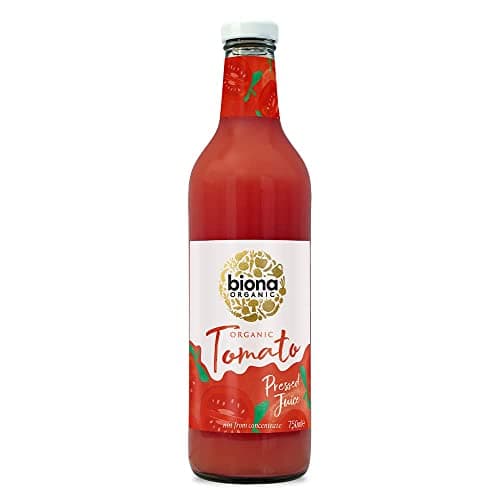 Image of Biona Organic Tomato Juice 750ml, Pack of 6 - Immediately Pressed After Harvest - Recyclable Glass Bottle - Pour Over Ice, Add to Soups & Sauces