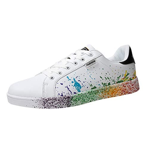Image of Yowablo shoes sneakers women men fashion pair colourful white shoes men sports board Silver Size: 9 UK
