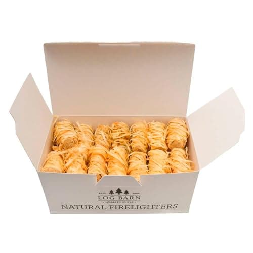 Image of Log Barn Natural Firelighters (Box of 40). Natural Fire Lighters for Wood Burners, Pizza Ovens & Open Fires. BBQ Lighters, Fire Starters for Log Burners – Genuine Log Barn Fire Wood & Eco Firelighters