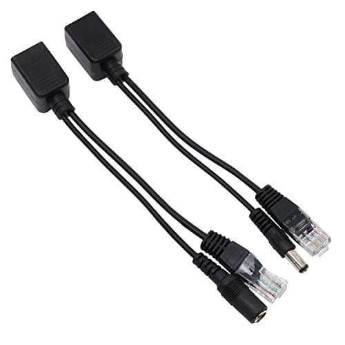 Image of HSEAMALL 1 Pair Passive Power over Ethernet RJ45 PoE Adapter Injector + Splitter Kit 5v 12v 24v 48v Black (Black)