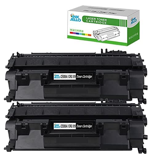 Image of InkJello Toner Cartridge For Printer, Compatibile with HP LaserJet P2030 P2035 P2035n P2055 P2055d P2055dn P2055x CE505A CRG 519 (Black, 2-Pack)