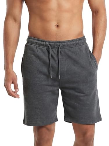 Image of Love My Fashions Men's Shorts tarley Fleece Jogging Sweat Shorts with Pockets Jogger Shorts Men Drawstring Comfy Jersey Shorts for Men UK Charcoal