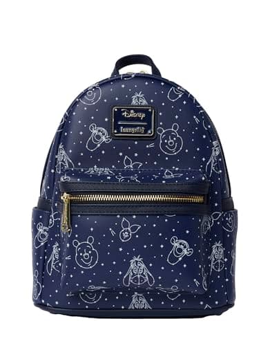 Image of Loungefly Winnie the Pooh Navy Mini Backpack Handbag Constellation Print Double Strap Shoulder Bag