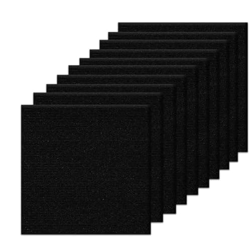 Image of Orgthin Carpet Tiles Peel and Stick, Self Adhesive Carpet Floor Tile 30 x 30 cm, Black Soft Padded Flooring Sticker, Home Decor for Bedroom, Living Room, Office, 10 Tiles per Box, 0.9 sq m per Box
