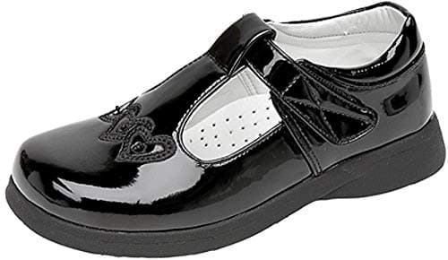 Image of Boulevard Girls Touch Fastening T-bar Shoes, Black,Black Patent, 1 UK