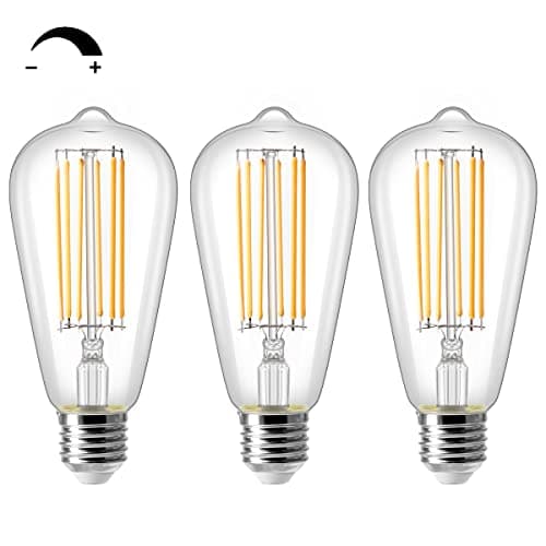 Image of ZIKEY 10W LED Edison Bulbs, E27 Dimmable ST64 Filament Bulb, Equivalent to 100W, 2700K Warm White, 1000LM, Retro Old Fashioned Style Antique Bulb, AC220V-240V, 3 Pack
