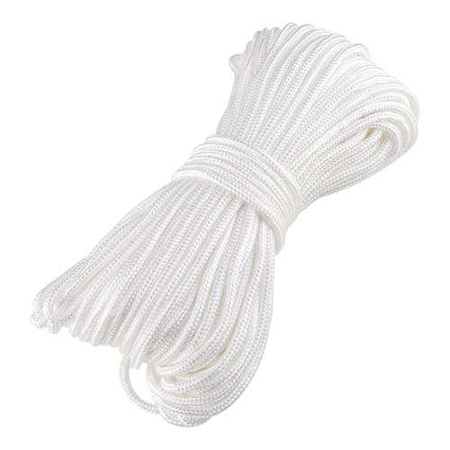 Image of 30m x 4mm White Nylon Braided Picture Hanging Cord, Heavy Duty String for Frames Mirrors Paintings, Multi-Function Rope for Blinds Umbrellas Camping DIY