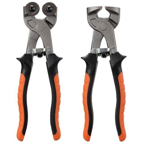 Image of 2Pcs Tile Nippers Set, Heavy Duty Wheeled Glass Mosaic Nipper & Ceramic Tile Cutter Pliers, 200mm Professional Tile Cutting Tool for Cutting Glass, Mosaic & Ceramic Tiles DIY Tool