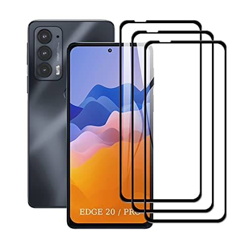 Image of SCL Screen Protector Compatible with Moto Edge 20/20 Pro Screen Protector Motorola Edge 20/20 Pro Tempered Glass Film [3-Pack], [Full Coverage, Easy Installation, Bubble-free, 9H Hardness]