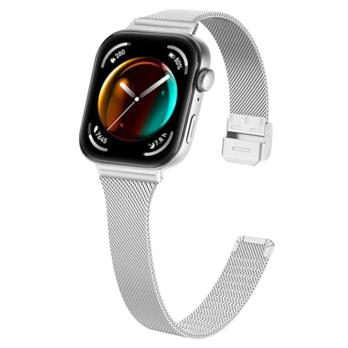 Image of Gimuk Straps Compatible with Huawei Watch Fit 3 Strap, Slim Metal Mesh Loop Stainless Steel Sport Wristband Replacement Watch Band Strap Bracelet for Huawei Watch Fit 3 (Silver)