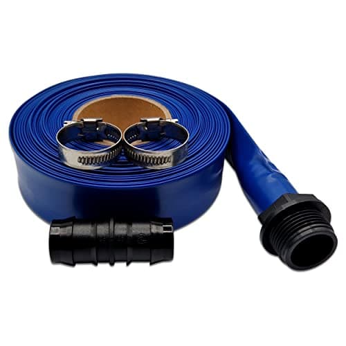 Image of Ultimate Layflat Discharge Hose Pipe Set - 10m x 25mm Diameter, Complete with 2 Clips, Joiner Coupler, and Pond Connector for use with Submersible & Other Water Pumps. Set by MYPURECORE