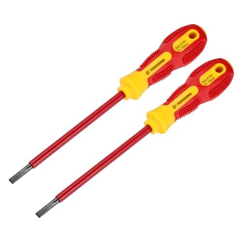 Image of sourcing map 2pcs 1000v Insulated Electrician Screwdriver 6x150mm CR-V Magnetic Slotted Flat Head Insulation Screwdrivers