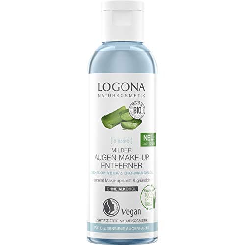Image of Logona Organic Eye Make-Up Remover Natural Cosmetics with Organic Aloe Vera and Almond Oil, Removes Waterproof Make-Up Gentle and Mild, Natural & Vegan, 125 ml