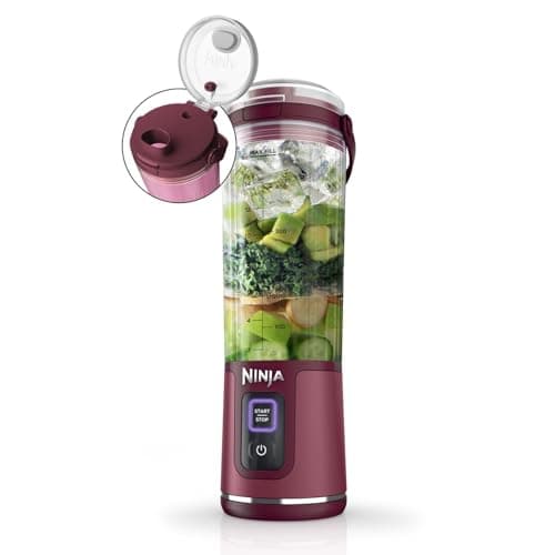 Image of Ninja Blast Portable Blender, 530ml, Leakproof Lid & Sip Spout, Powerful Cordless Mini Blender, Rechargeable, Portable Smoothies, Protein Shakes, Blends Ice & Frozen Fruit, Cranberry Red, BC151UKCR