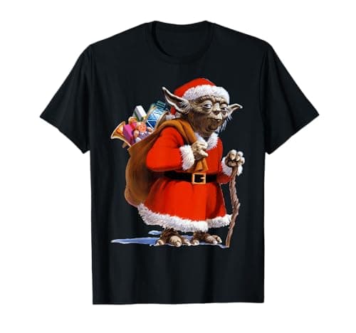 Image of Star Wars Christmas Yoda Santa Sack Of Presents Short Sleeve T-Shirt