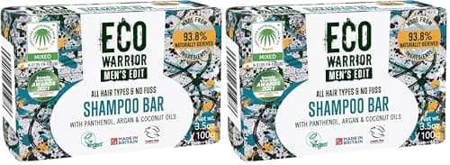 Image of Eco Warrior Men’s Edit Shampoo Bar, 100g | Natural, Vegan, Cruelty Free, Eco Friendly | Cleansing and Moisturising Shampoos with Argan and Coconut Essential Oils | No SLS or Parabens | Mens Gift