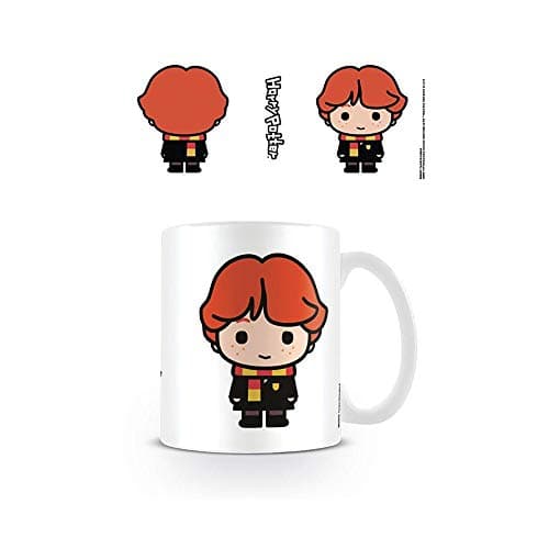 Image of Harry Potter Ceramic Mug with Japanese Style Chibi Illustrations of Ron Weasley in Presentation Box - Official Merchandise