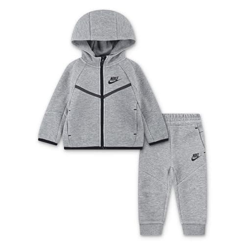 Image of NIKE Baby Boys N Nsw Tech Fleece Fz Set, Dk. Grey Heather, 2-3 Years EU