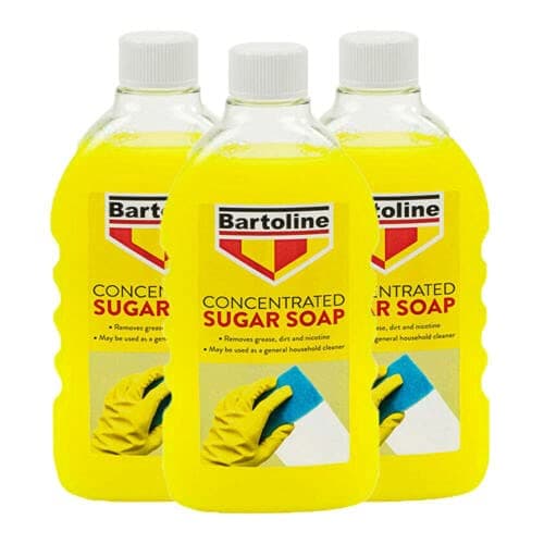 Image of 3 PCS Flask SUGAR SOAP Concentrate BARTOLINE MEW 500ML REMOVES Grease, Dirt & Nicotine May BE Used AS A General Household Cleaner