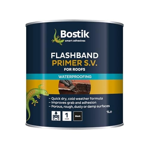 Image of Bostik Flashband Primer S.V. for Roofs, Primer for Flashing Tape Black - 1L - Improves Grab and Adhesion