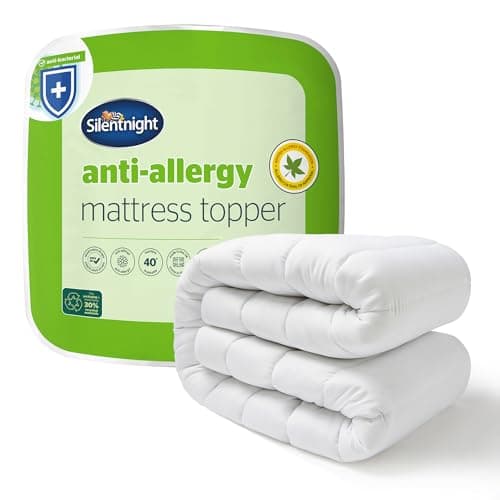 Image of Silentnight Anti-Allergy Double Mattress Topper - Thick Deep Mattress Pad Protecting Against Allergies and Dust Mites - Hypoallergenic and Machine Washable - Double Bed