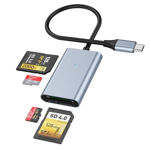 Image of USB C SD 4.0 Card Reader, UHS-II SD TF Card Reader, Dual SD Dual TF Memory Card Reader for SD Micro SD SDXC SDHC MMC RS-MMC Micro SDXC UHS-II and UHS-I Cards for Laptops, Tablets, Smartphones