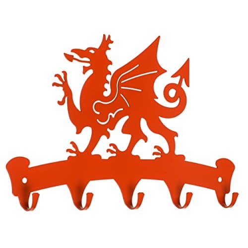 Image of Dragon Laser Ltd., Made in Wales Metal Wall Hook - Red Dragon - Ideal for Keys, Dog Leads, Kitchen Utensils and Coats - Home Organiser Gift Idea, Welsh Gift Idea, Gift from Wales, Welsh Dragon