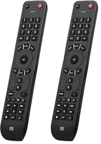 Image of One For All Evolve TV Universal Remote Control URC7115 ? Ideal for all types of TVs - With learning feature - to work all TV brands ? Black (Pack of 2)