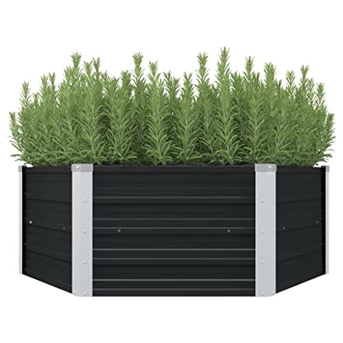 Image of vidaXL Raised Garden Bed Anthracite 129x129x45cm Galvanised Steel Planter Pot