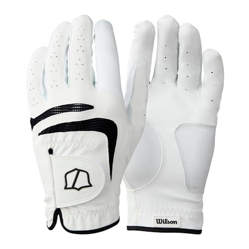 Image of Wilson Grip Plus Men's Unparalleled Grip Golf Glove, Breathable Mesh Design, Reflective Detailing, White, X-Large (Left Hand)