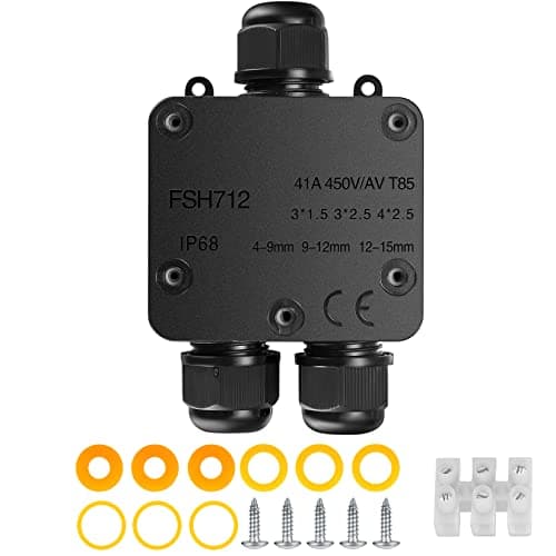 Image of IP68 Waterproof Junction Box, 3-Way Outdoor Cable Connectors, Y-Type PA9 Electrical Junction Box, Gland External Cable Wire Connector for Ø 4mm -15mm Diameter Cable - Black