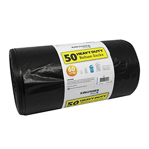 Image of Kingfisher BB2 60 Litre Heavy Duty Dustbin Bin Bag Liners/Refuse Sacks black (2 x 50 Bags)