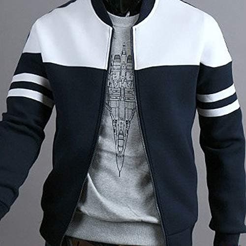 Image of HAOLEI Men's Lightweight Jackets Full Zip Color Block Casual Light Jackets Patchwork Workout Running Athletic Bomber Jacket Sweatshirt Cardigan Varsity Coat with Zipper Plus Size 10-20 Navy