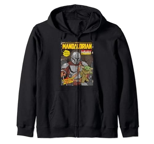 Image of Star Wars Mandalorian & The Child Comic Book Cover Zip Hoodie