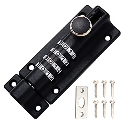 Image of NIVAOBI Combination Locking Bolt 4 Digit Sliding Lockable Padbolt 120mm Heavy Duty Stainless Steel Sliding Gate Lock with Anti-Tamper Screws Security Keyless Latch Bolt Lock for Sheds Cabinet
