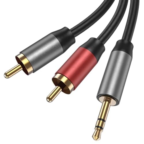 Image of Oumida RCA to 3.5mm Audio Cable 1.5M, 2RCA Red and White to Aux 3.5mm Jack Audio Cable with Durable Nylon Braided Gold-plated for Hi-Fi Amplifier Speaker DJ Controller Turntable TV Car Phone