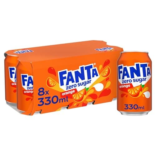 Image of Fanta Zero Orange Soft Drink Cans, 8 x 330 mL
